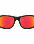 Peppers Beachcomber sunglasses in Matte Black with Brown Fire Red Mirror lens, front view on white