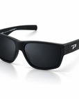 Peppers Big Kahuna sunglasses in Matte Black with Smoke lens, three-quarter view on white