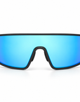 Peppers Cool Driver sunglasses in Matte Black Frame with Blue Revo Mirror, front view on white