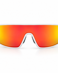 Peppers Cool Driver sunglasses in Matte White Frame with Red Revo PC Lens, front view on white