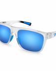 Peppers Grand Teton sunglasses in Matte Crystal Frame with Blue Revo Lens, three-quarter view on white