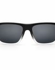 Peppers Grand Teton sunglasses in Matte Crystal Clear to Black Frame with Smoke Lens, front view on white