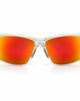 Peppers Islander sunglasses in Matte Frosted White Frame with Red Diamond Mirror Lens, front view on white