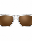 Peppers Lehua sunglasses in Crystal Frame with Tort Temples and Brown Lens, front view on white