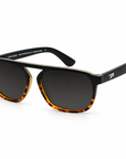 Peppers Milano sunglasses in Shiny Black to Shiny Tort Frame with G15 Lens, three-quarter view on white