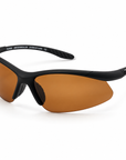 Peppers Ricochet sunglasses in Matte Black Frame with Brown Lens, three-quarter view on white