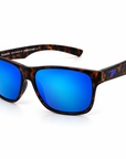 Peppers Sweetwater sunglasses in Shiny Demi with Blue Mirror lens, three-quarter view on white