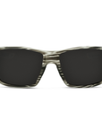 Peppers Whaler sunglasses in Grey Striped Frame with Brown Silver Flash Lens, front view on white