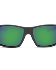 Peppers Whaler sunglasses in Dark Gunmetal Frame with Green Diamond Mirror Lens, front view on white