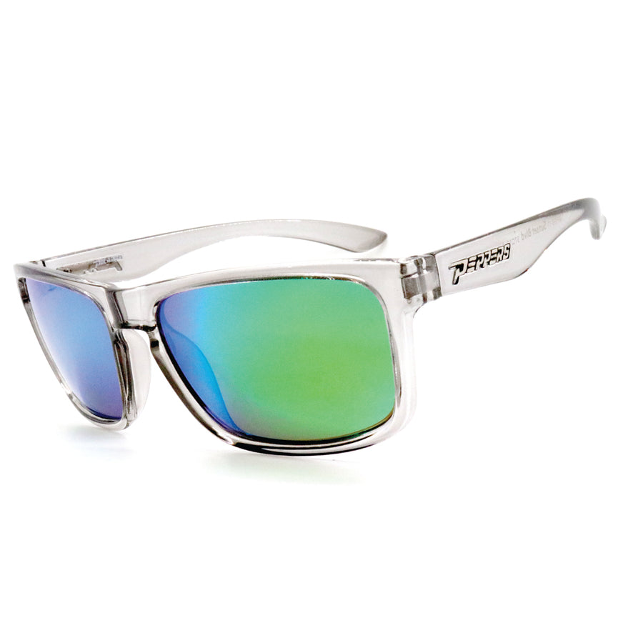 sunset blvd sunglasses crystal grey with green mirror lens