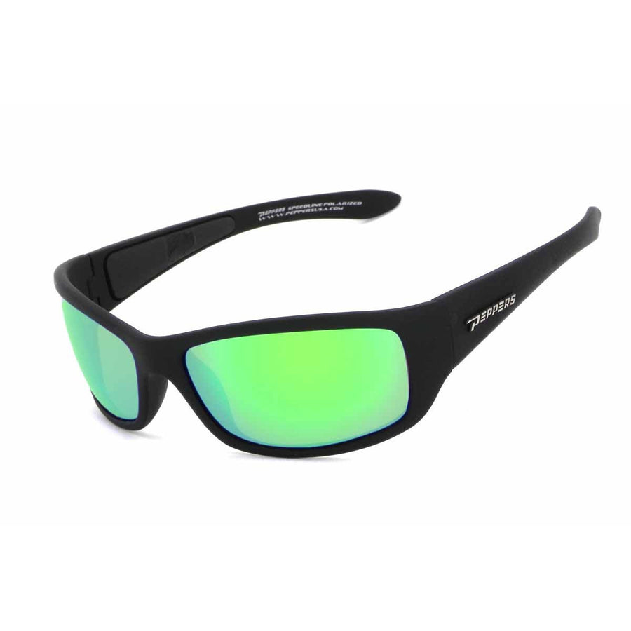 Cutthroat Sunglasses Matte Black with Green Mirror Lens