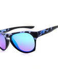 Mojo sunglasses Blue tortoise accents with black arms blue mirror lens