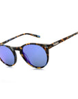 Cool Breeze Sunglasses Shiny Blue Tortoise with Smoke Polarized Diamond Blue Mirror