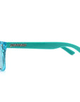 spitfire sunglasses crystal aqua shiny aqua temples with brown polarized ice blue mirror lens