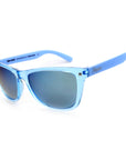 spitfire sunglasses crystal light blue shiny light blue temples with brown polarized ice blue mirror lens