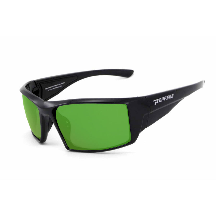quiet storm sunglasses black with green mirror
