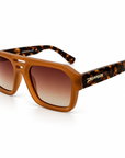 Peppers Cascade sunglasses in Caramel Frame / Tort Temples with Brown Lens, three-quarter view on white