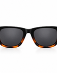 Peppers Chilmark sunglasses in Shiny Black to Tort Frame with Smoke Lens, front view on white