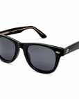 Peppers Chilmark sunglasses in Shiny Black Frame with Smoke Lens, three-quarter view on white