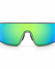 Peppers Cool Driver sunglasses in Matte Grey Frame with Green Revo Lens, front view on white