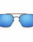 Peppers Defender sunglasses in Matte Grey Frame with Blue Revo Lens, front view on white