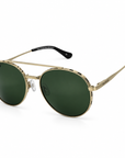 Peppers Django sunglasses in Gold Frame with G-15 Lens, three-quarter view on white