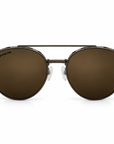 Peppers Django sunglasses in Shiny Dark Antique Brown Frame with Brown Lens, front view on white
