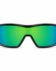 Peppers Enzo sunglasses in Smoke Crystal Frame with Green Diamond Mirror Lens, front view on white