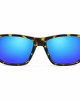 Peppers Gaucho sunglasses in Japanese Yellow Demi Frame with Brown Diamond Blue Mirror Lens, front view on white