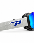 Peppers Glade Runner Pro goggles in Matte Black with Blue Revo, three-quarter view on white