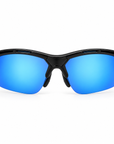 Peppers Grand Slam sunglasses in Crystal Blue Frame with Blue Revo Lens, front view on white