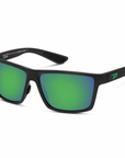 Peppers Hammerhead sunglasses in Matte Dark Grey Frame with Green Revo Lens, three-quarter view on white