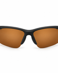 Peppers Ricochet sunglasses in Matte Black Frame with Brown Lens, front view on white