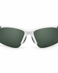 Peppers Ricochet sunglasses in Matte White / Silver Frame with G15 Lens, front view on white