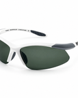 Peppers Ricochet sunglasses in Matte White / Silver Frame with G15 Lens, three-quarter view on white