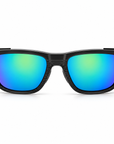 Peppers Sea Dweller 2.0 sunglasses in Matte Dark Green / Silver Frame with Green Diamond Mirror Lens, front view on white