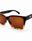 Peppers Seawitch sunglasses in Matte Black To Tortoise with Brown lens, three-quarter view on white