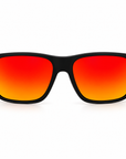 Peppers Sweetwater sunglasses in Matte Black with Red Mirror lens, front view on white
