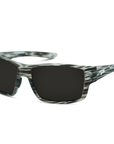 Peppers Whaler sunglasses in Grey Striped Frame with Brown Silver Flash Lens, three-quarter view on white