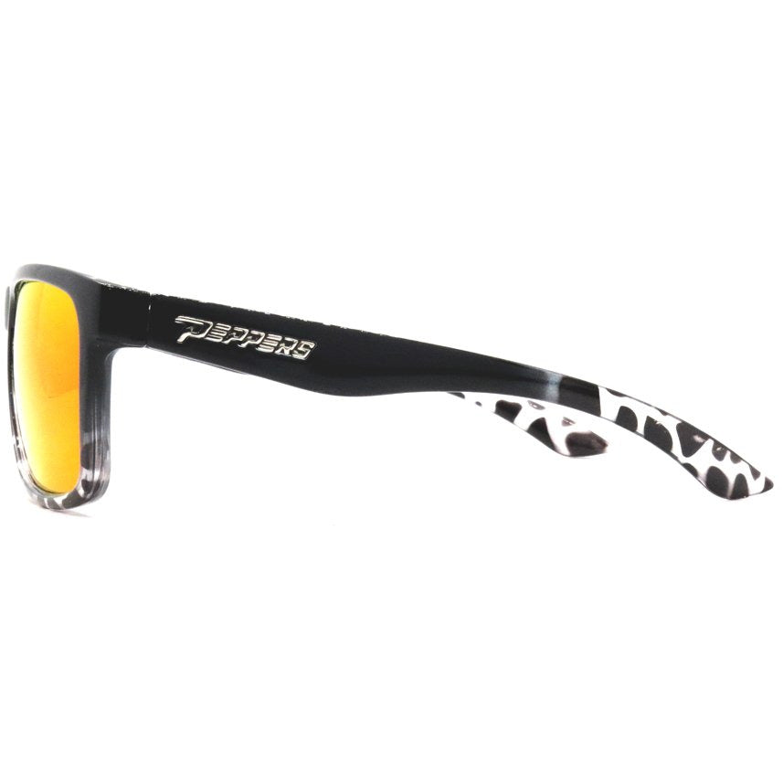 sunset sunglasses black fade with red mirror lens