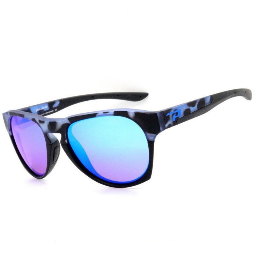 Mojo sunglasses Blue tortoise accents with black arms blue mirror lens