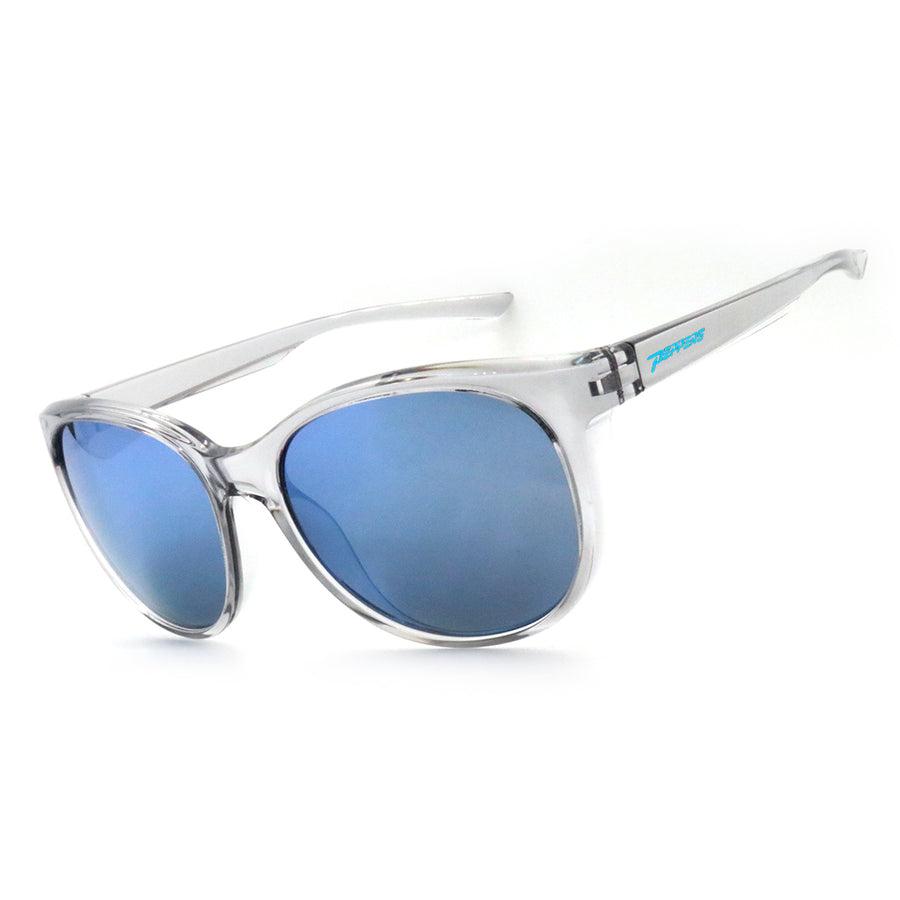 Carlita Sunglasses Light Crystal Grey with Blue Revo Polarized 