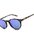 Cool Breeze Sunglasses Shiny Blue Tortoise with Smoke Polarized Diamond Blue Mirror 