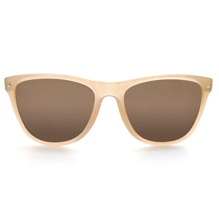 spitfire sunglasses milky caramel tortoise temples with brown polarized silver flash mirror lens
