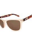 spitfire sunglasses milky caramel tortoise temples with brown polarized silver flash mirror lens