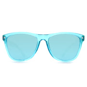 spitfire sunglasses crystal aqua shiny aqua temples with brown polarized ice blue mirror lens
