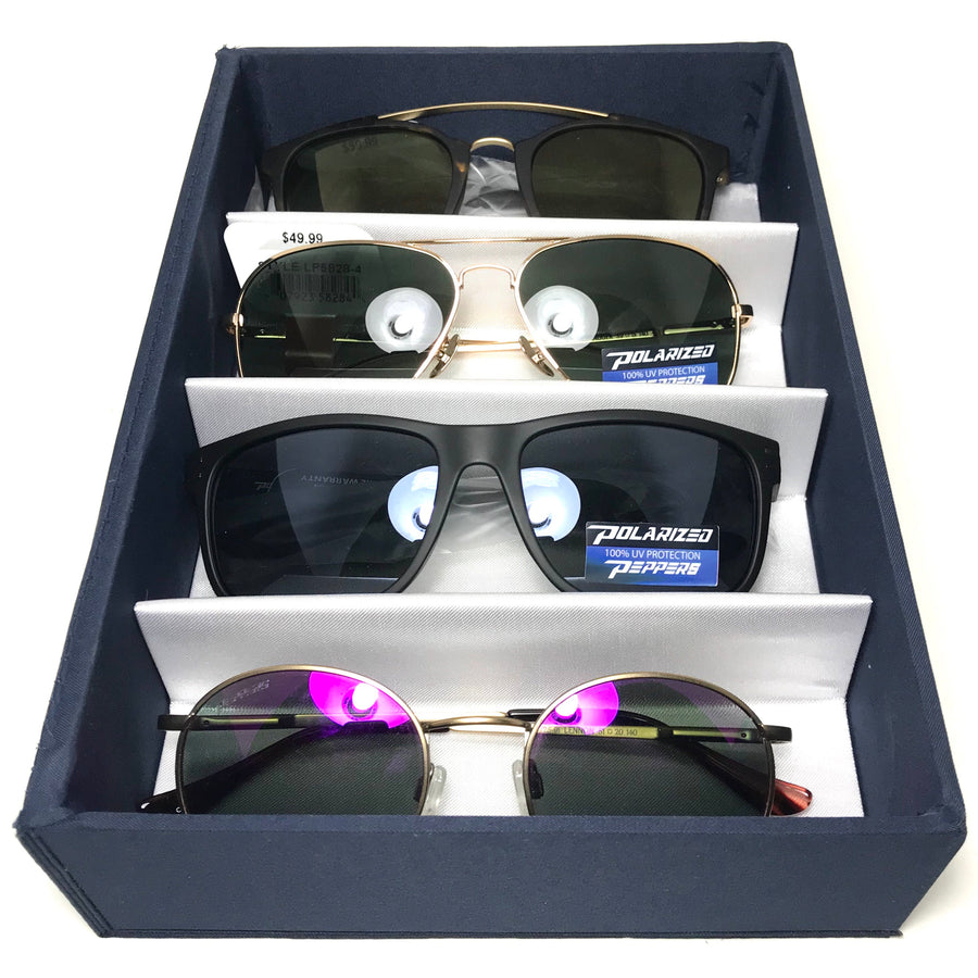 4 piece Sunglass Travel Case Navy Peppers Polarized Eyewear