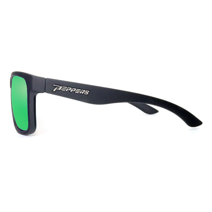sunset blvd sunglasses black with green mirror lens