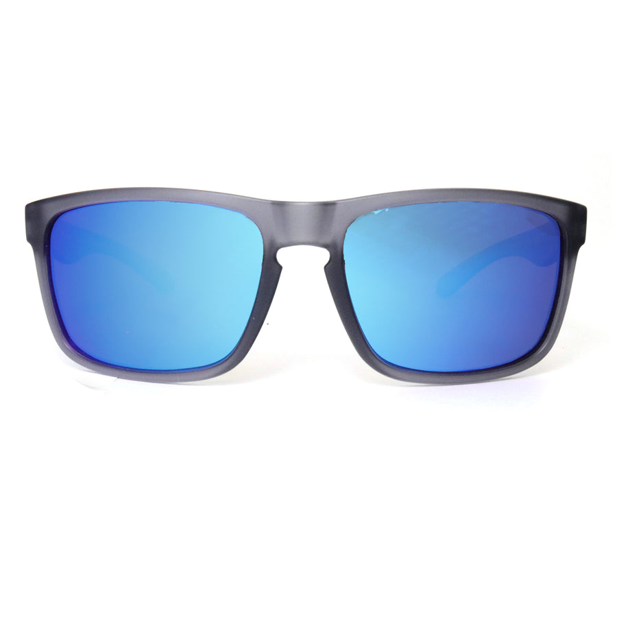 sunset blvd sunglasses grey with blue mirror lens